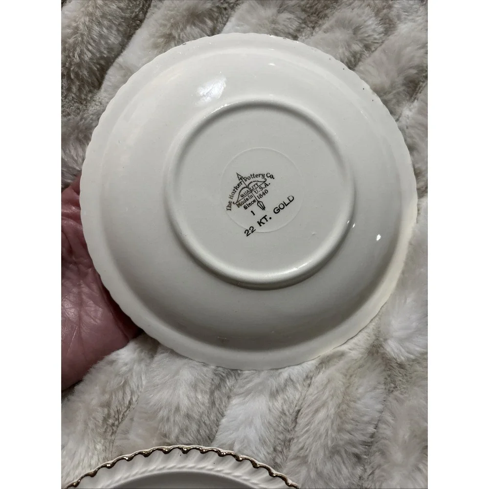 Harker Pottery Co. Wild Rose 22KT. Gold trim Saucer 6 1/4